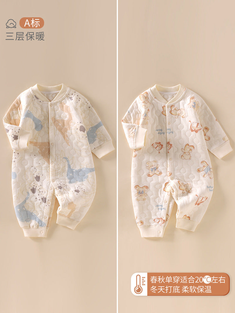 Three-Layer Warm Baby Romper