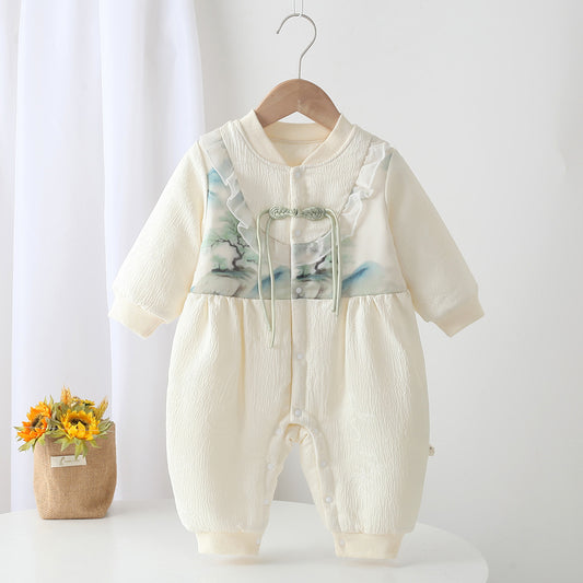 Chinese Style Ink Painting Baby Girl Jumpsuit