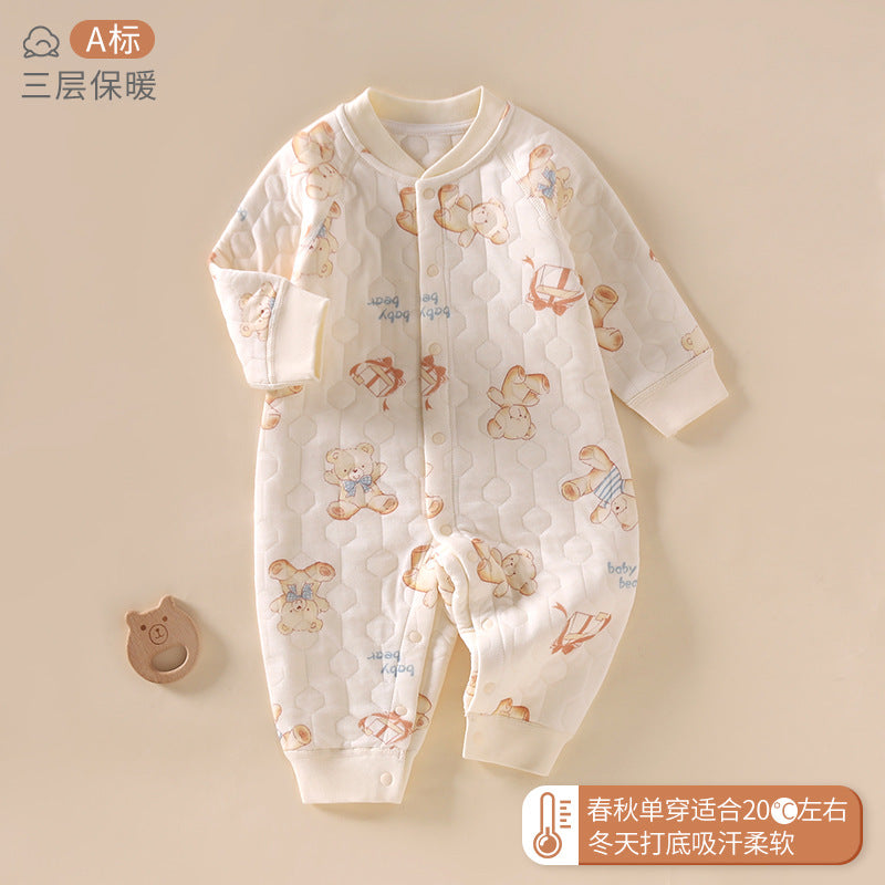 Three-Layer Warm Baby Romper