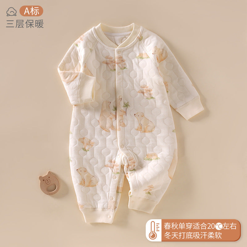 Three-Layer Warm Baby Romper